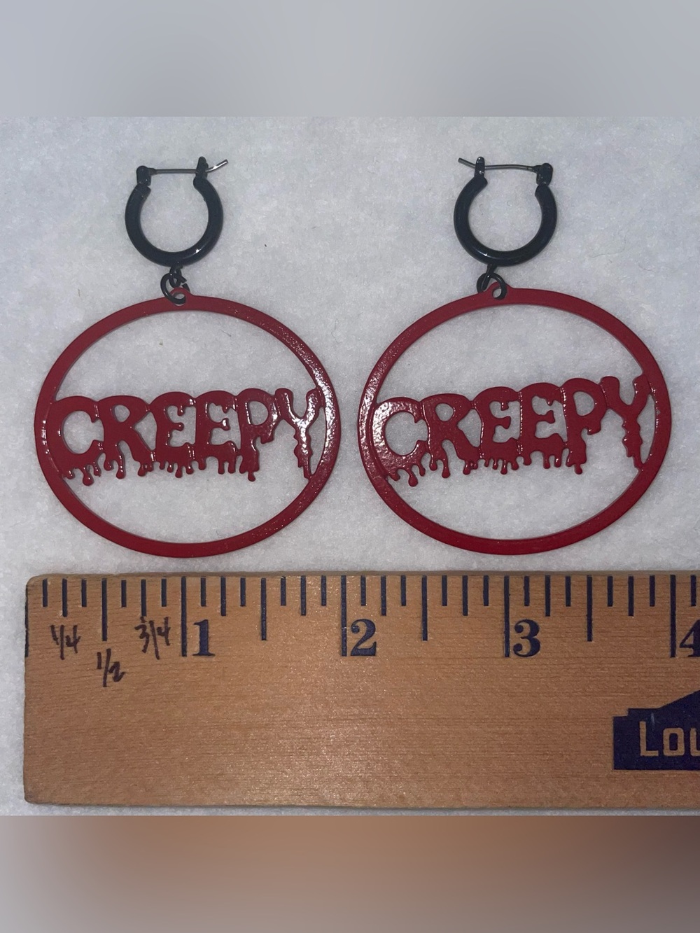 Creepy Red Hoop Dangle Earrings